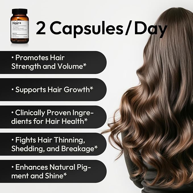 BIGVITA Hair Growth Supplement – Fast Hair Regrowth for Thicker, Fuller Hair | AnaGain™ Nu, Biotin, Black Sesame Extract | Hair Loss Support for Women & Men | Vegan, Gluten-Free – 1 Month Supply