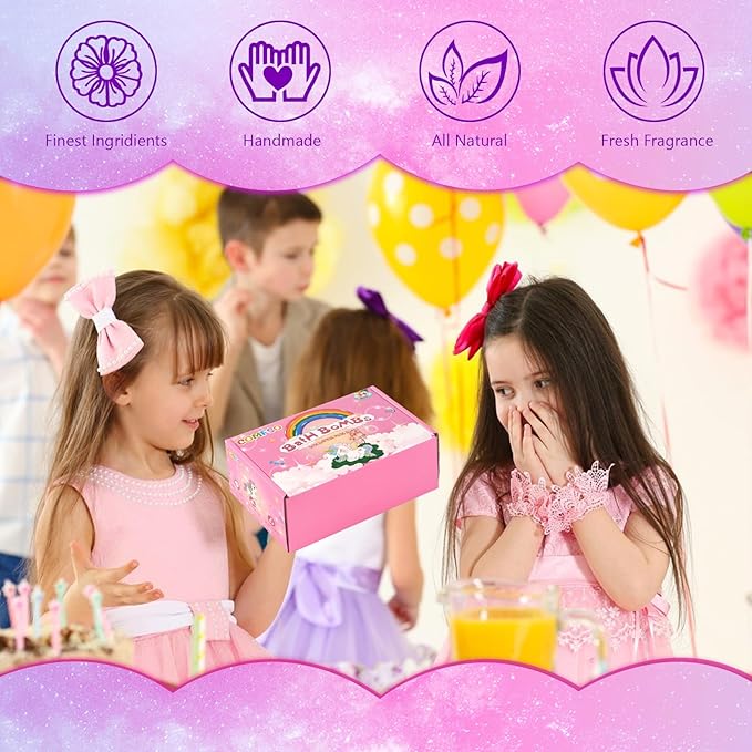 Bath Bombs for Kids with Surprise Inside- Dino Egg Bath Bombs for Girls, 6 Pcs Bubble Bath Bomb, Dinosaur Bathbombs Gift Set, Unicorn Jewelry for Girls, Birthday Gifts