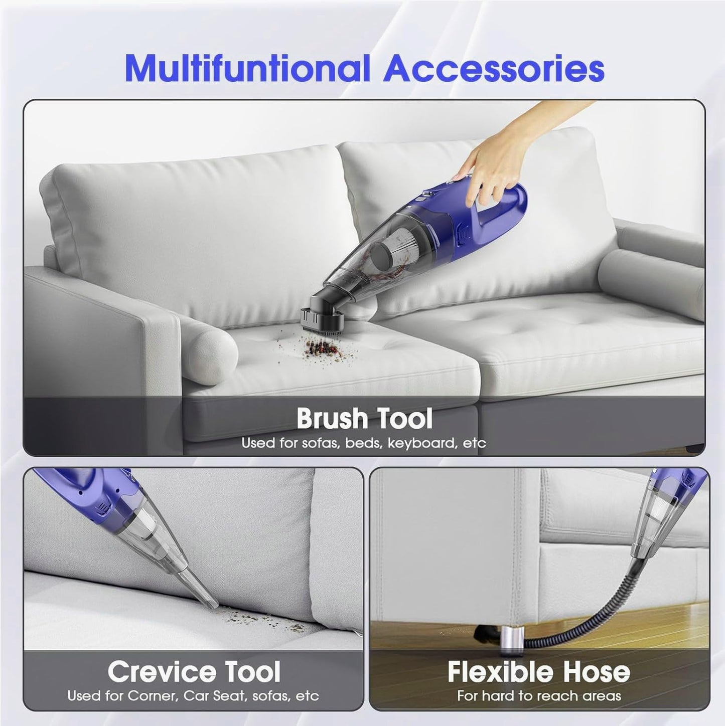 Handheld Vacuum Cordless Rechargeable – 6000Pa Mini Hand Held Vacuum, LED Light, 20–25 Mins Runtime, USB Charging, 500ML Cup – Lightweight Small Vacuum Cleaner Cordless for Car/Office/Home