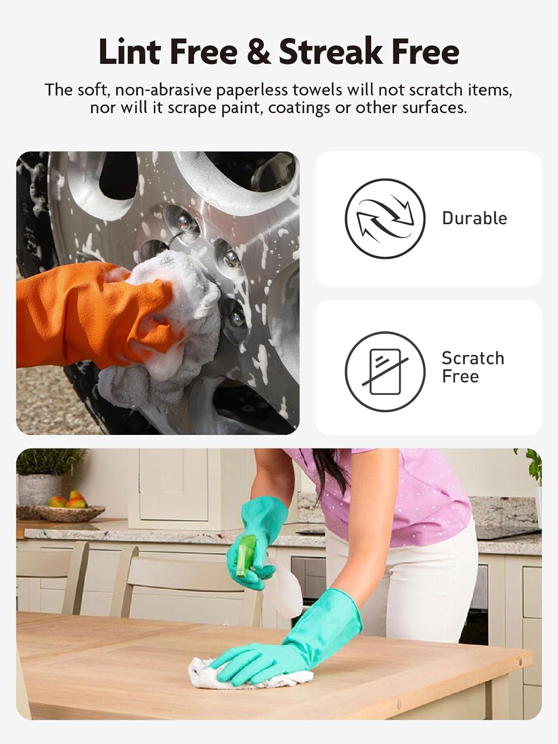 Fantasticlean Microfiber Cleaning Cloth Roll -40 Pack, Tear Away Microfiber Towels, 12" x 12", Reusable, Washable, Scratch Free, Ultra Absorbent Dishcloth for Car, Home Supplies, Pet, Kitchen (White)