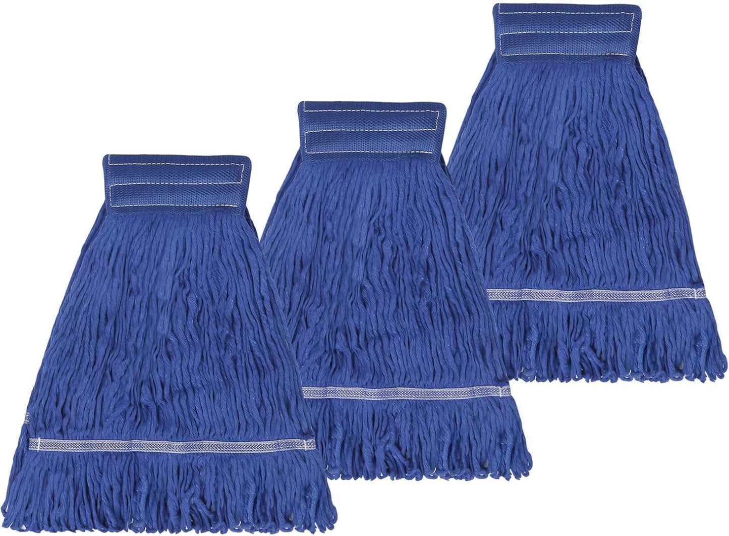 3 Pack Reusable Cleaning Heavy Duty Mop Heads Commerical Replacement Mop Heads Suitable for Heavy Commercial Industrial Residential Areas -Blue Cotton Looped Replace Mop Head (Deep Blue)