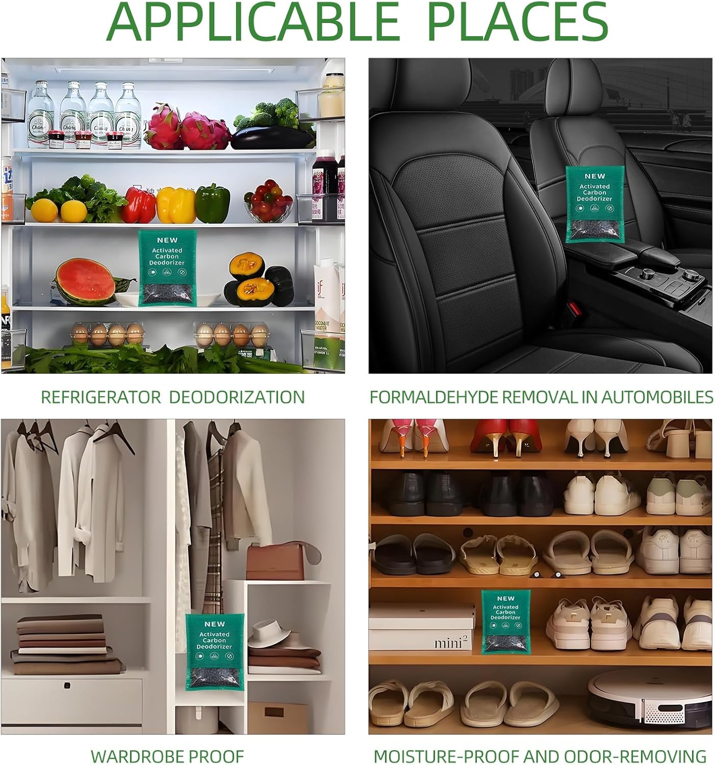 6 Pack New Type Activated Charcoal Odor Absorber,Refrigerator Deodorizer,Trash Can Deodorizer,Odor Eliminator for Home,Pet,Car,60g/Pack