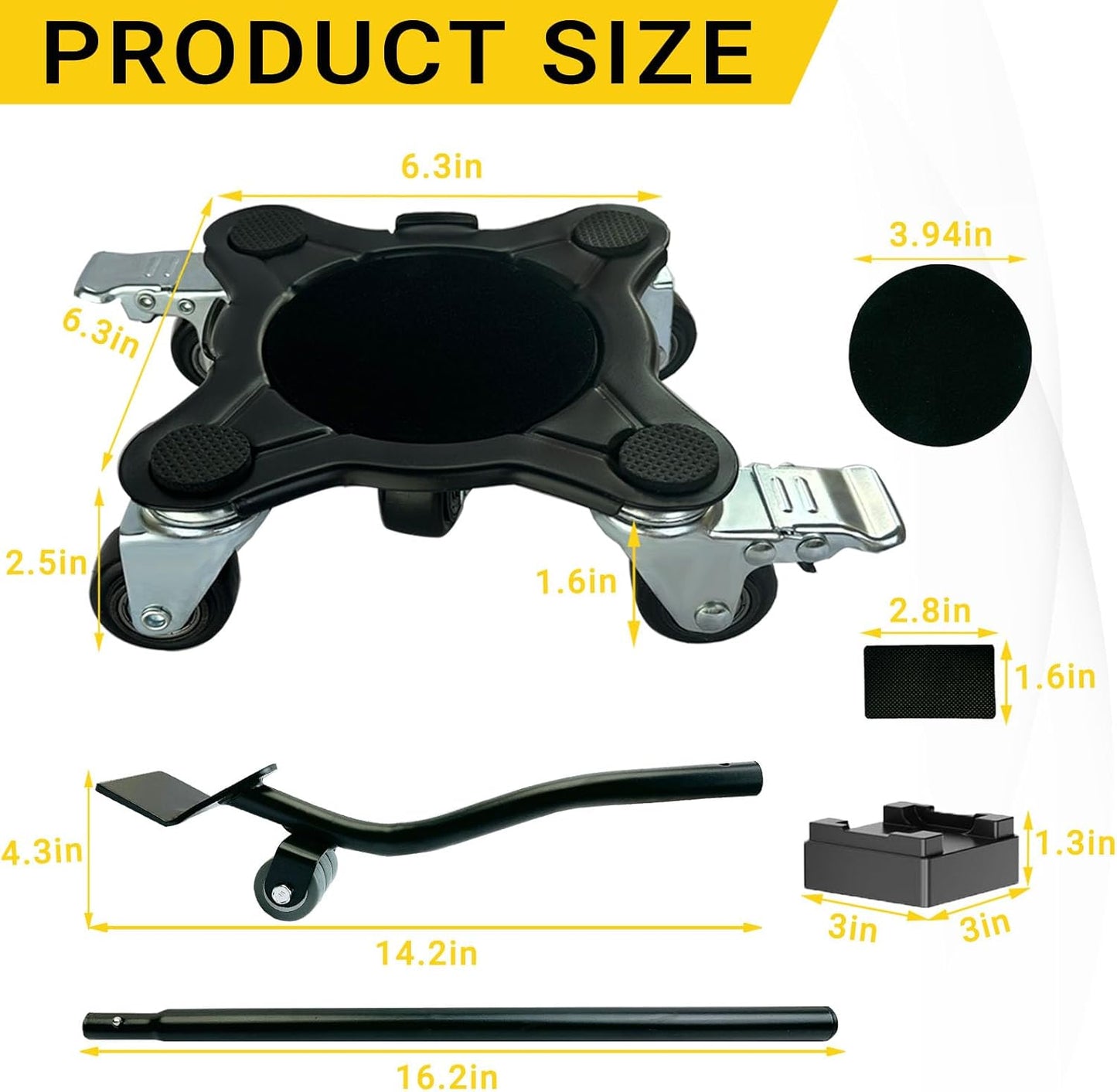 3306Lb Furniture Dolly Set, Furniture Movers with 5 Wheels Heavy Duty, Carbon Steel Panel Heavy Duty Dolly, 360° Rotation with Brake, Double Bearings, Furniture Lifter Move Tool