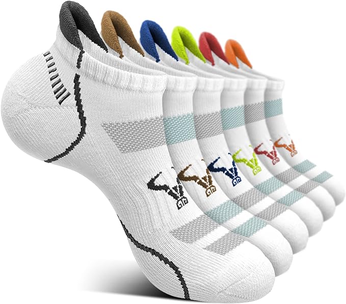 BULLIANT Men Running Socks 6Pairs-Ankle Athletic Socks Wicking Cushioned for Men Walking-Arch Compression Support