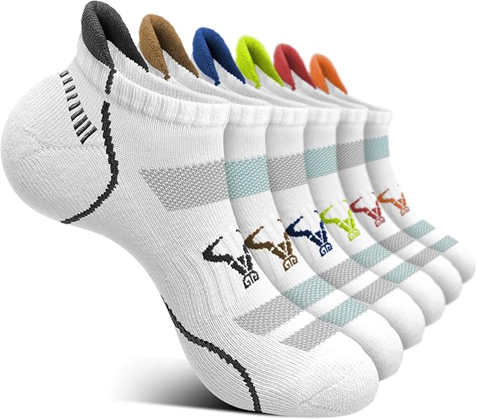 BULLIANT Men Running Socks 6Pairs-Ankle Athletic Socks Wicking Cushioned for Men Walking-Arch Compression Support