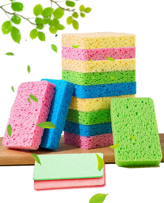 METUUTER 12-Count Kitchen Sponges- Compressed Cellulose Sponges Non-Scratch Natural Dish Sponge for Kitchen Bathroom Cars, Funny Cut-Outs DIY for Kids