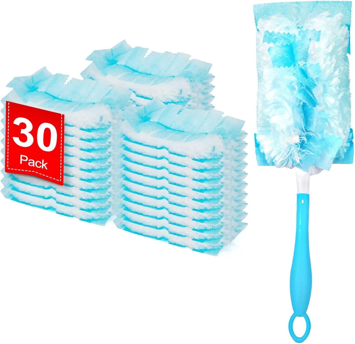 KeFanta Duster Refills for Swiffer Dusters, 180 Heavy Duty Multi Surface Refills & 1 Handle, Ceiling Fan Duster, Disposable Dusters for Cleaning (30 Count+1 Handle)