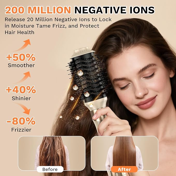 6 in 1 Hot Air Wrap Hair Styler, 110,000 RPM High-Speed Hair Dryer & Auto Wrap Curler, No Heat Damage Blow Dryer Brush for Fast Drying, Curling, Volumizing, Straightening with Travel Bag