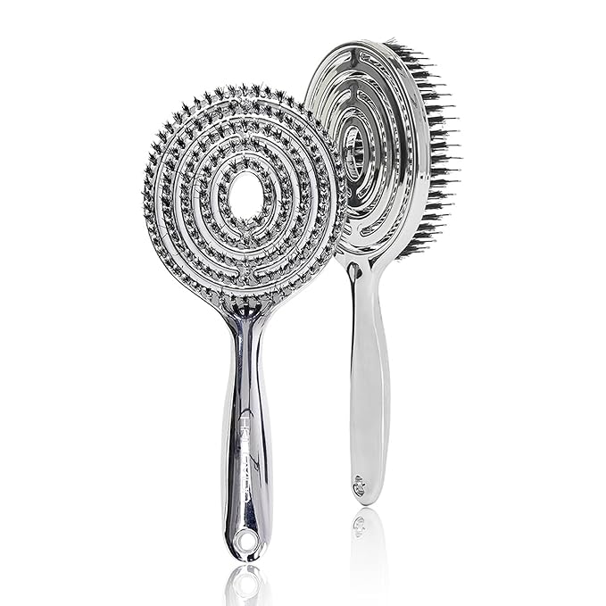 HALOVIDA Hair Brush for Women with Double layer Boar Bristle & Nylon Detangler with Elastic Air Cushion Anti Static Scalp Massage Brush for Smooth Frizz Free Hair (1 Pack）