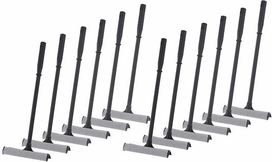 Matthew Cleaning All Purpose Window Squeegee Window Cleaner Tool,Car Squeegee Windshield Cleaning Sponge and Rubber Squeegee,2-in-1 Window Cleaner Sponge(10'') and Soft Rubber with Pole 20’’ (12Pack)