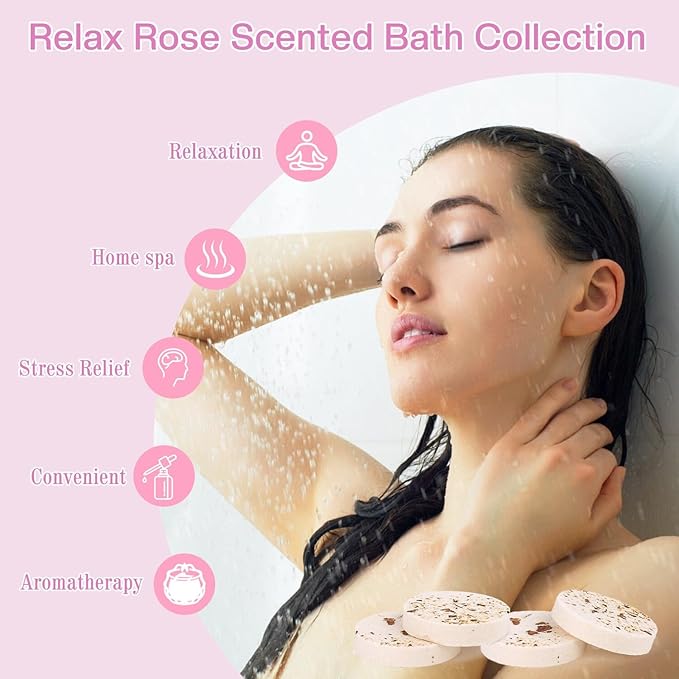 Spa Gifts for Women, Bath Gift Baskets, Birthday Relaxing Spa Self Care Gifts for Women, Home Rose Bath Shower Care Package, Thank You Gift for Woman Mom Her Sister Wife Aunts Friends Coworker