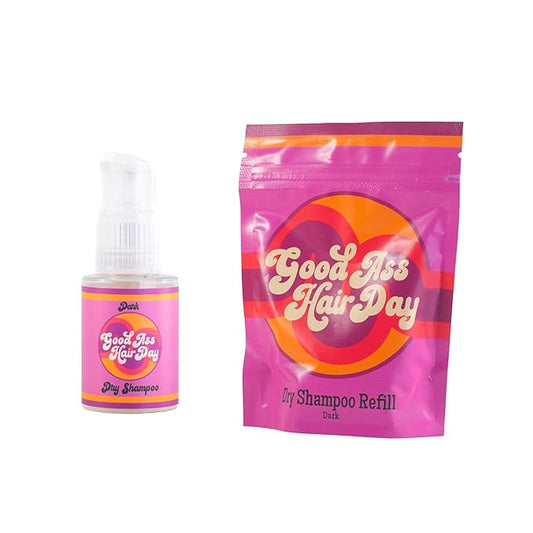 Good A- Hair Day Powder Dark Dry Shampoo Bottle + Refill Bundle, All Natural, Handmade in WI