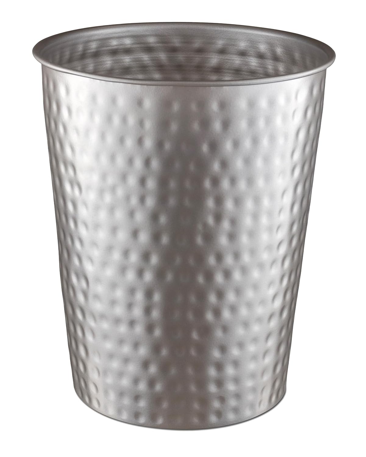 Monarch Abode Pewter Hand Hammered Metal Wastebasket for Home Office Bedroom, Decorative Waste Basket, Modern Bathroom Garbage Can, Durable & Decorative Trash Bin, Pewter Bathroom Trash Can