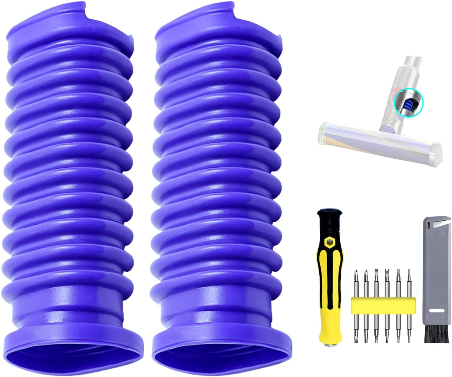 2 Pack Vacuum Lower Duct Hose Kit Compatible with Dyson V12 Soft Roller Cleaner Head,Vacuum Attachment Replacement Parts for Home Cleaning, 1 Set Screwdrivers, 1 Clean Brush