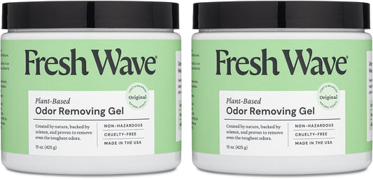 Fresh Wave Odor Removing Gel, 15 oz., Pack of 2 - Odor Absorbers for Home, Safer Odor Relief, Natural Plant-Based Odor Eliminator, Every 15 oz. lasts 30-60 Days, For Cooking, Trash & Pets