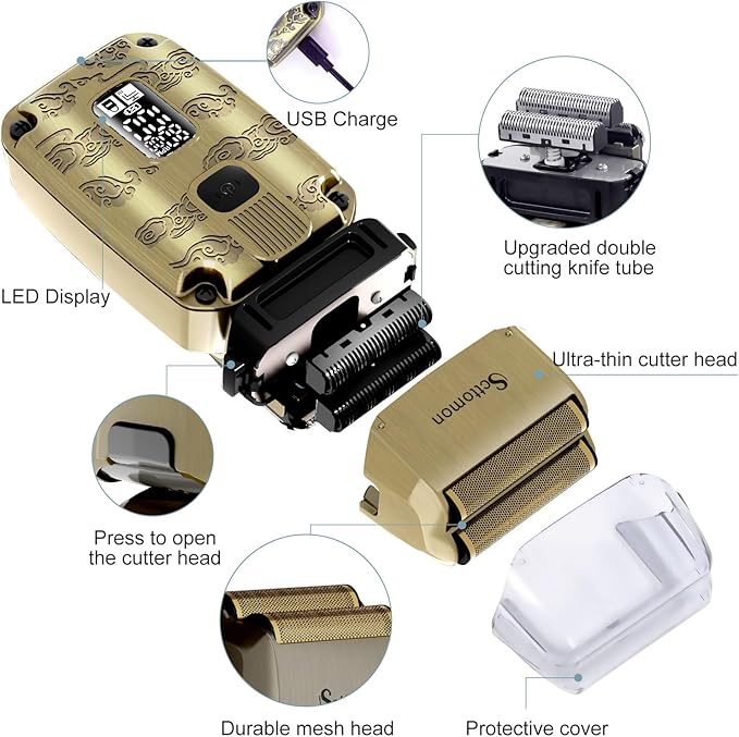 Electric Foil Shaver Razor for Men Beard Trimmer Shaver Bald Head Shaver Hair Trimmer Cordless Waterproof