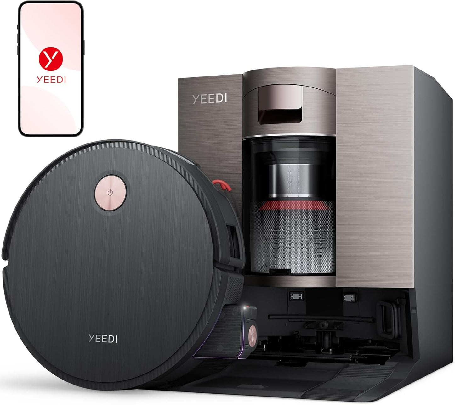 Yeedi S20 Infinity Robot Vacuum&Mop with 19,500Pa Blast Suction, PowerBoost Charging, OZMO Roller 2.0 Self-Washing, Bagless OmniCyclone Station with Hot Mop Washing&Heat Drying, AIVI 3D Navigation