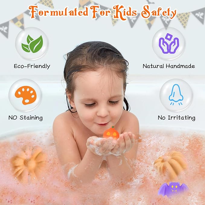 9 Pack Halloween Bath Bombs with Halloween Toys Inside, Halloween Gifts for Kids, Bath Bombs for Kids with Surprise Inside for Girls Boys Halloween Treat Bags Halloween Basket Halloween Party Favors