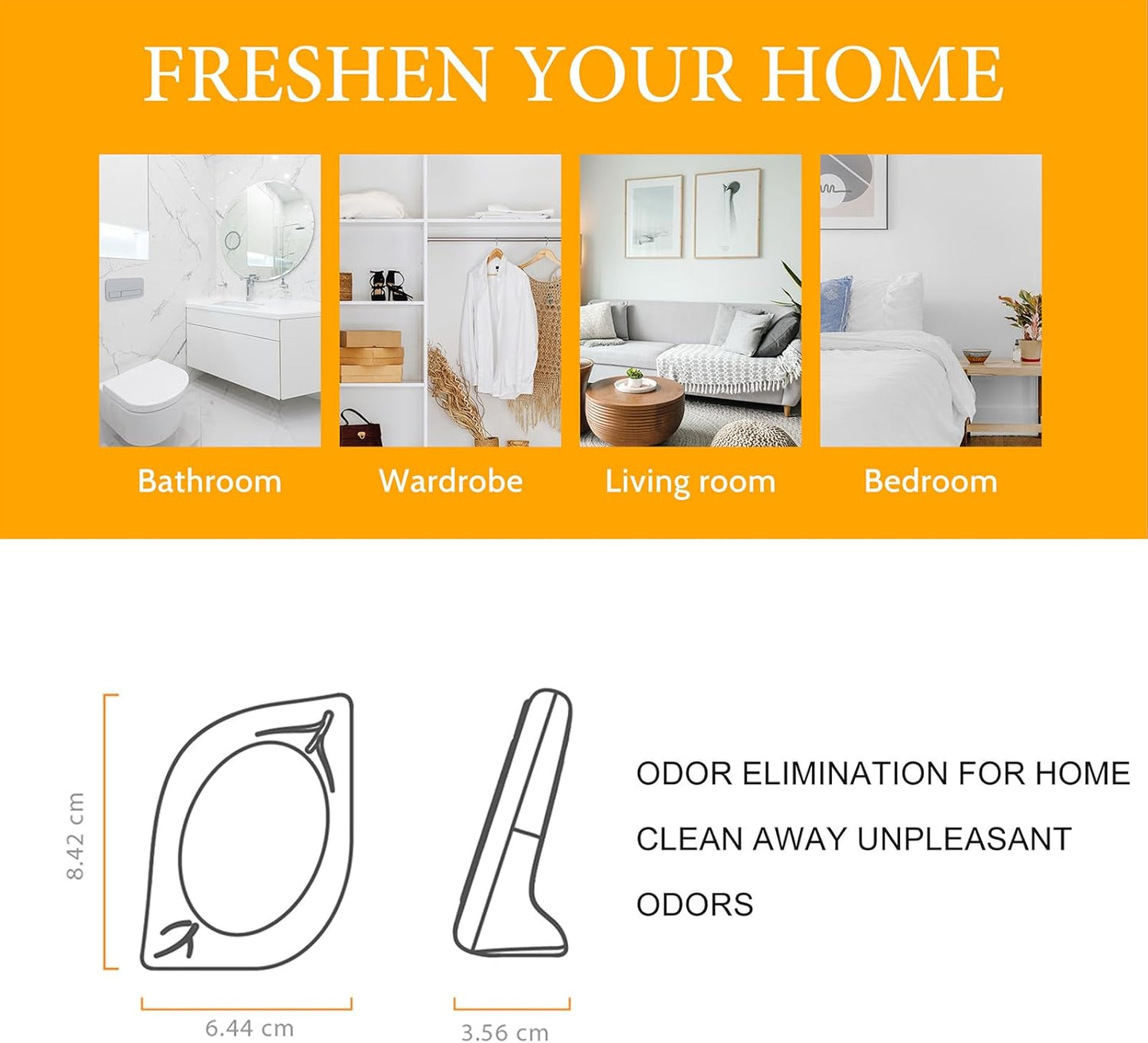 Air Freshener for Home, 4 Pack, Citrus, Odor Eliminator for Small Area Closets Bathroom Pets Strong Odor, Up to 120 Days