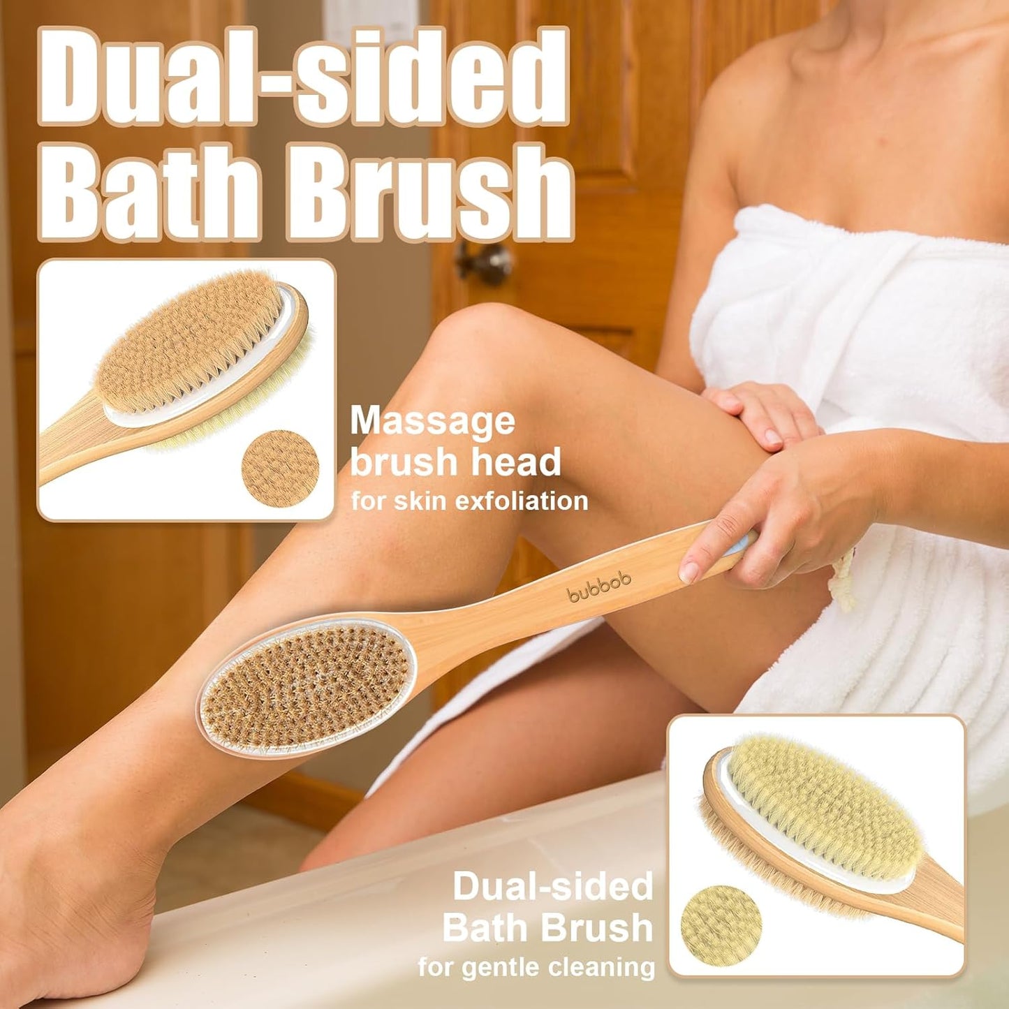 Back Scrubber for Shower,Bath Brush with Long Handle,Bath Brush Body Exfoliator for Wet or Dry Brushing,Men and Women (Blue)