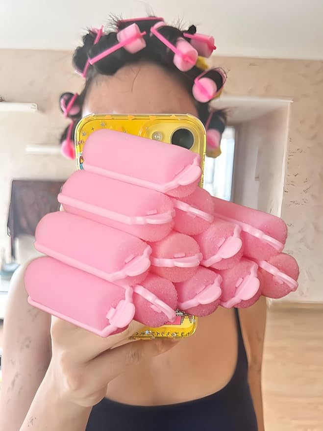 12-Pack Foam Sponge Hair Rollers 2.4 Inch Hair Curlers to Sleep In Soft Sleep Rollers Hair Curlers for Curls Style Heatless Hair Curler