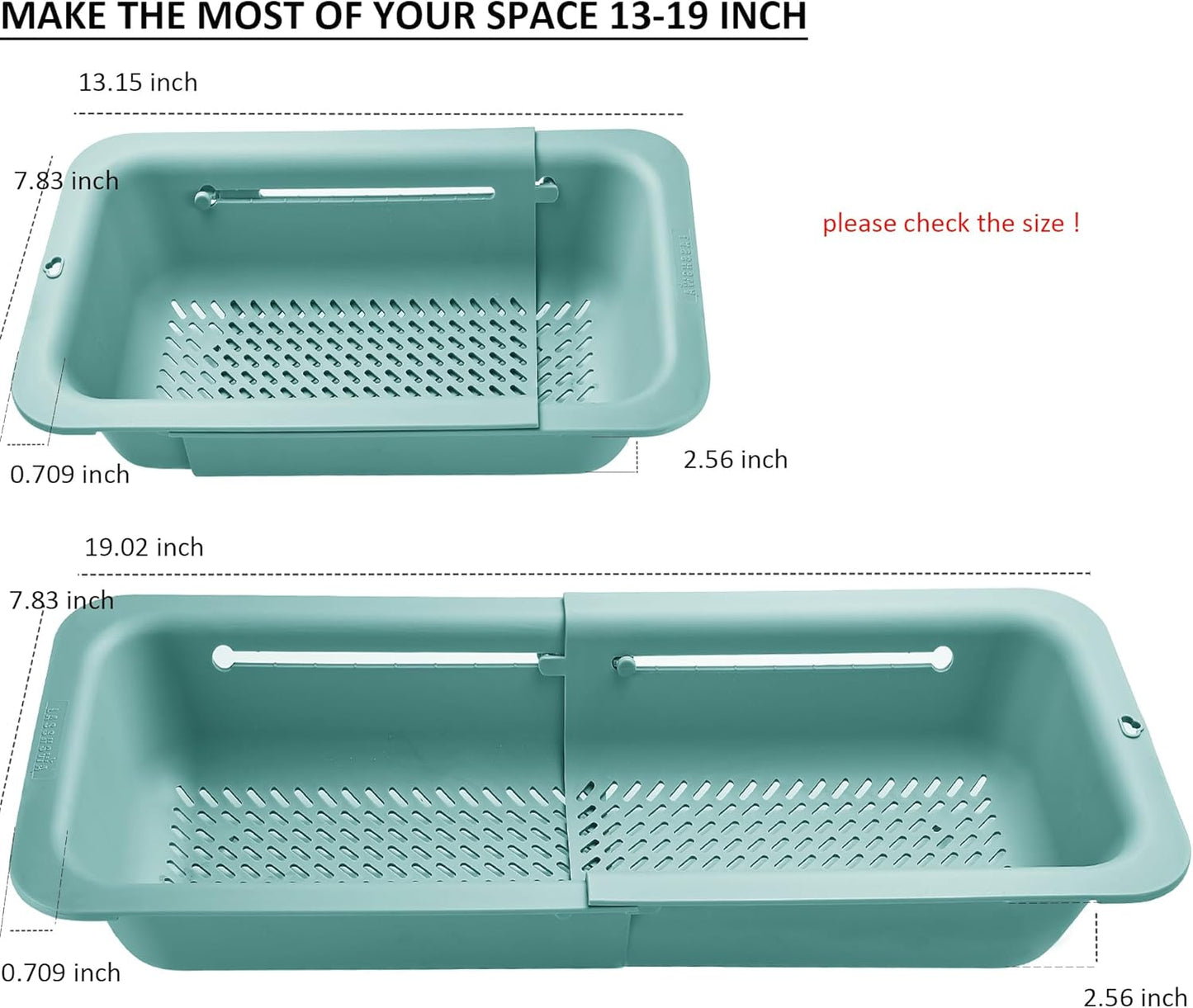 LASSHSWA Collapsible Colander and Strainer for Kitchen, Over the Sink Strainer Basket for Kitchen, Fruit Pasta Food Strainer Expandable Plastic Colander with A Sink Drain Strainer Stainless Steel