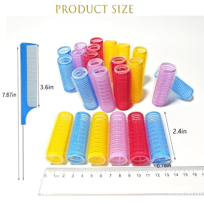ZMD 18Pcs Self Grip Small Hair Curlers, Plastic Heatless Salon Dressing Rollers DIY Curly Hair Accessories for Women Girls Short Medium Hair (0.8 x 2.4 Inch)