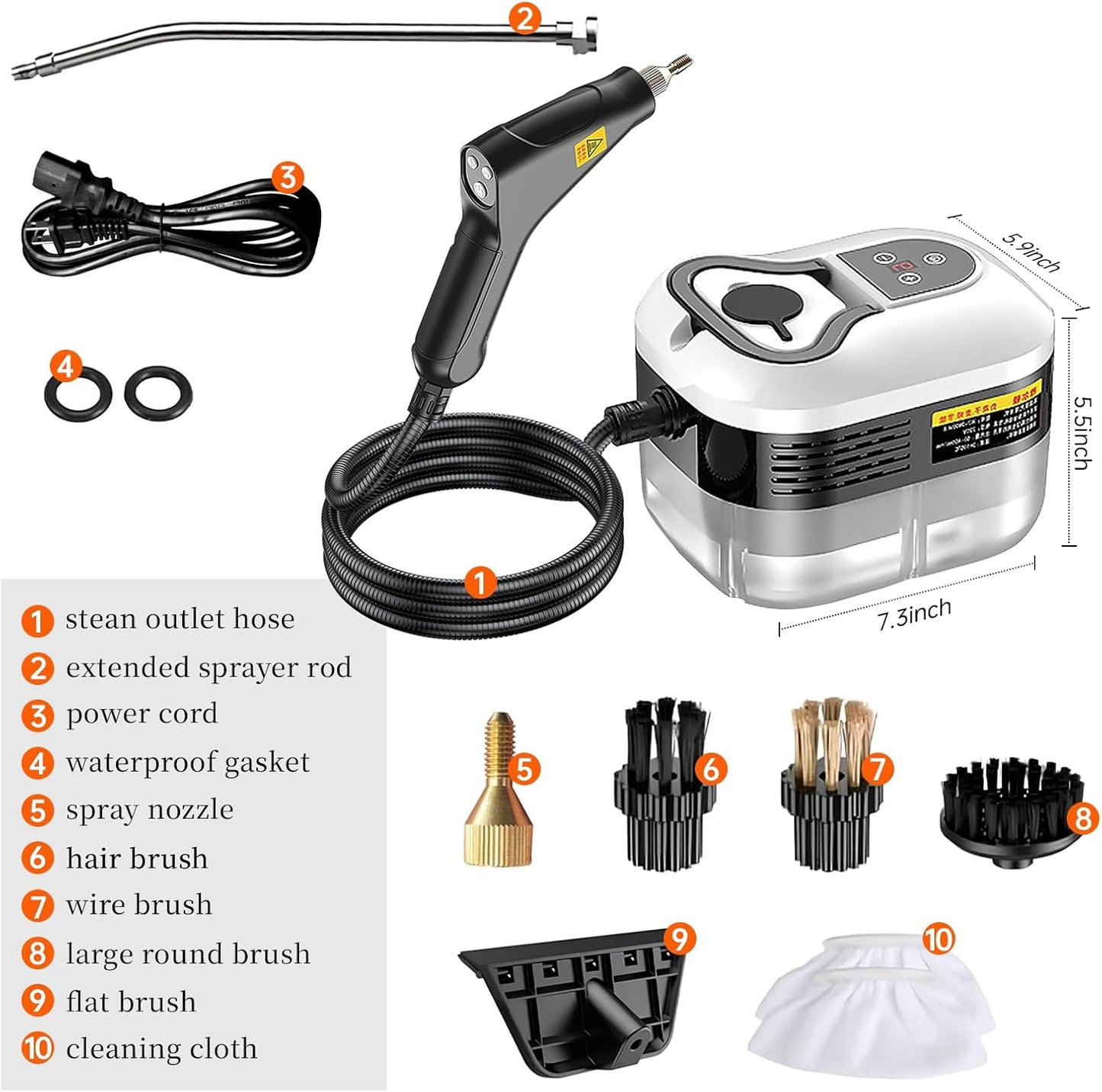 High Pressure Steam Cleaner, 2500W Portable High Temp Bathroom Power Steamer Cleaning Machine Steam Cleaner For Home Use Kitchen Grease Car Cleaning