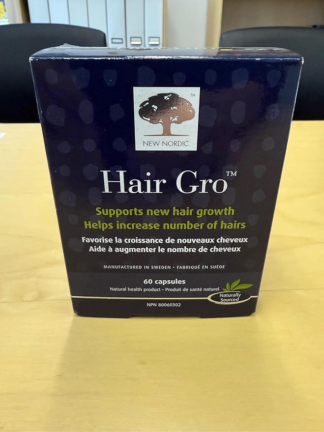 NEW NORDIC Hair GRO, Hair Growth Supplement, Biotin & Palm Fruit Extract Tocotrienols for Natural Regrowth, 60 Count (Pack of 3)