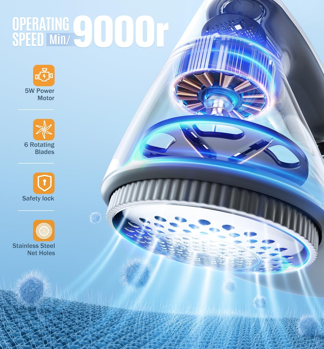 POPCHOSE Fabric Shaver for Clothing, Electric Lint Remover Sweater Shaver to Remove Pilling, Depiller for Clothes, Furniture, Couch, Fuzz with 6-Leaf Blades Extra, Electrostatic Brush