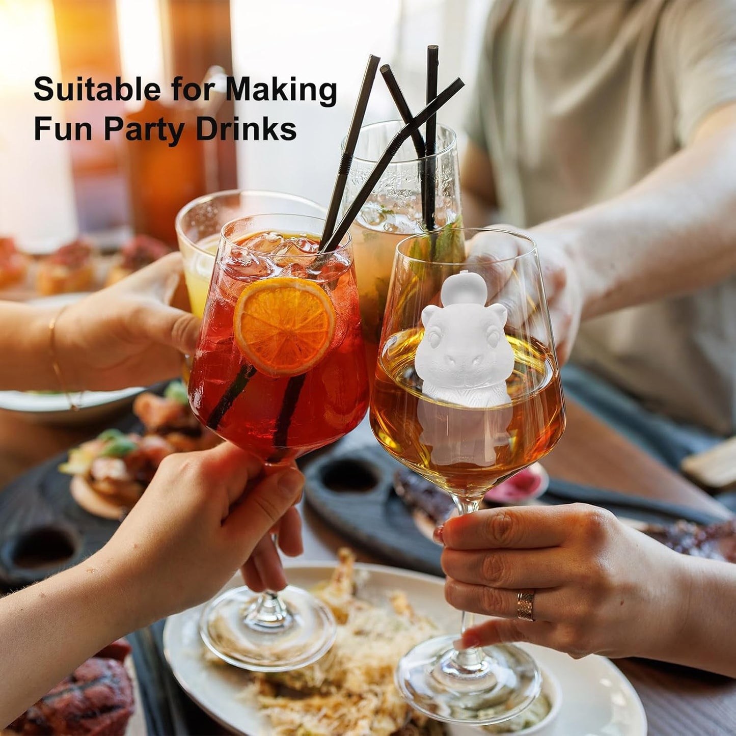 3D Capybara Ice Cube Silicone Molds Tray for Whiskey, Cocktail, Drink Decor, Bar; Rich Details. Cute Gifts for Women Kids Girls Boys, Fun Animal Shape Soap Epoxy Resign Mold; 2 Pack