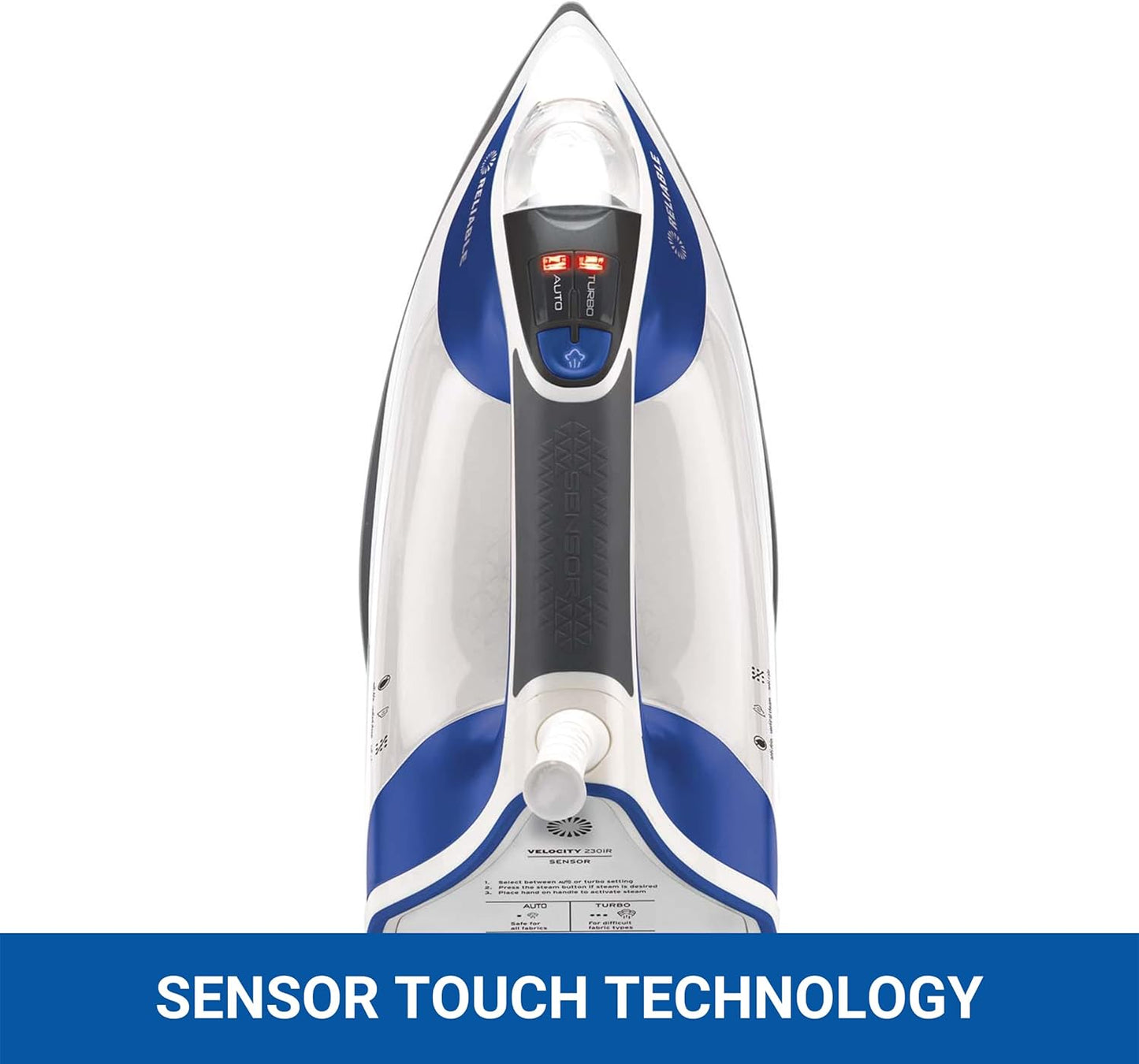 Reliable Velocity 240IR 1800W Steam Iron - Compact Vapor Generator Home Iron for Clothes, Sewing, Quilting and Crafting, Anodized Aluminum Soleplate, Continuous Steam Ironing