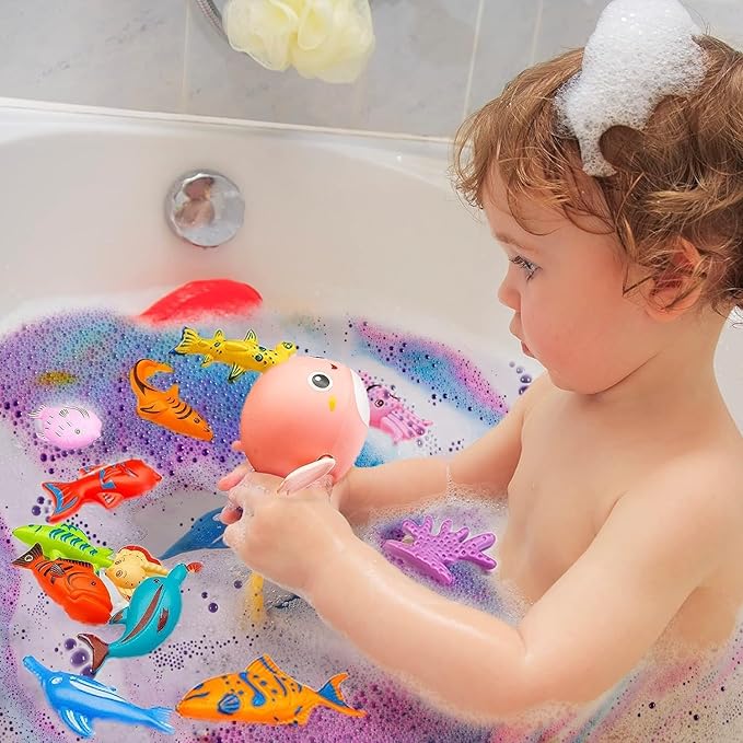 Bath Bombs for Kids with Surprise Fishing Games Inside for Girls Boys - 20 Shell Kids Bath Bombs Gift Set, Handmade Bubble Bath Fizzes Bomb for Chrildren Birthday Christmas and Party Favor