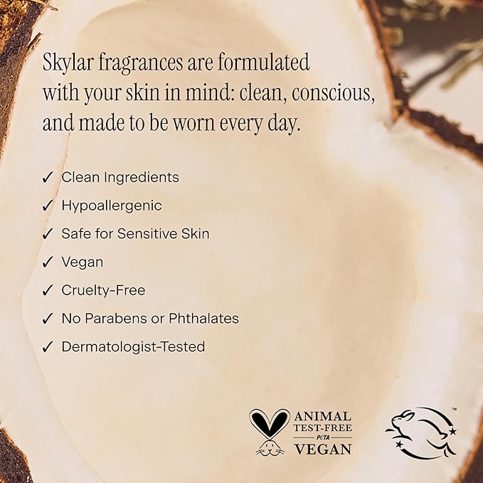 Skylar Coconut Cove Hair & Body Mist | Hypoallergenic & Clean Fragrance | Vegan, Cruelty Free, and Safe For Sensitive Skin | 80 ML, 2.7 Fl Oz