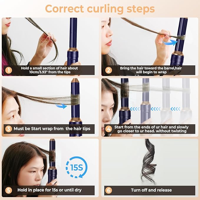 6 in 1 Hair Dryer Brush, Foldable Blow Dryer Brush with Wrap Curler, Detachable Air Hair Styler Curling, Drying,Volumizing, Straightening, Negative Ionic Hair Dryer with Diffuser, Hair Styling Tools