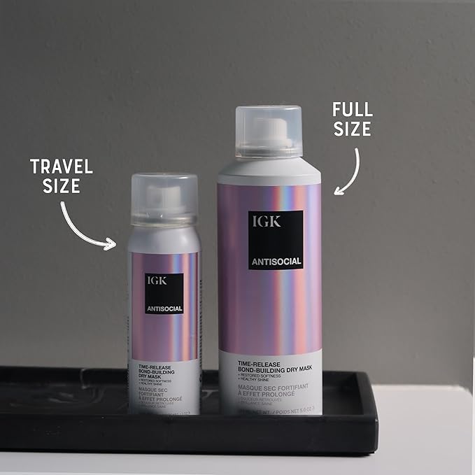 IGK Antisocial No-Rinse Overnight Dry Hair Treatment Mask Travel Size | Bond-Building Repairs, Smoothes and Softens Hair | Vegan + Cruelty-Free | 1.7 Oz (Pack of 2)