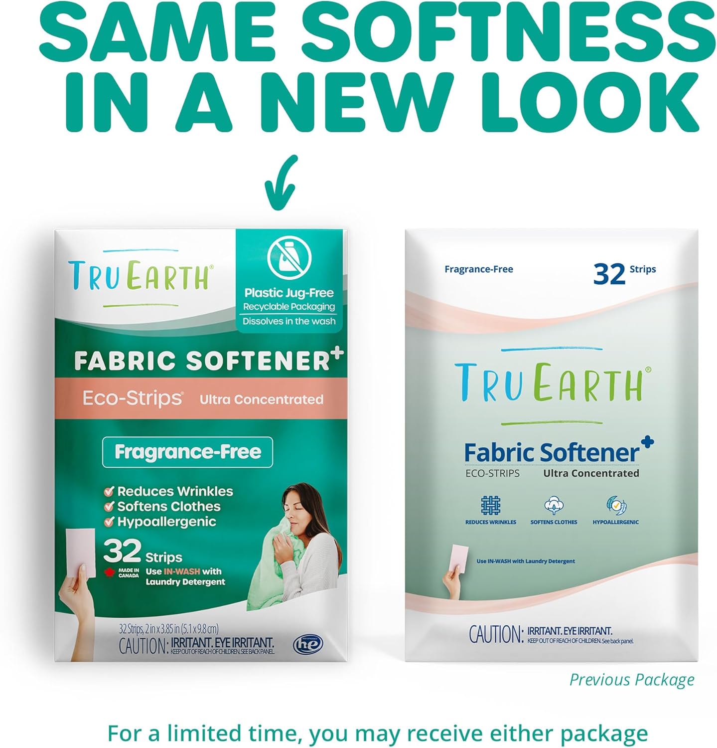 Tru Earth Fabric Softener Strips for Washing Machine, Alternative to Fabric Softener Liquid and Pods, Unscented Fragrance Free, Up to 64 Loads Per 32-Count