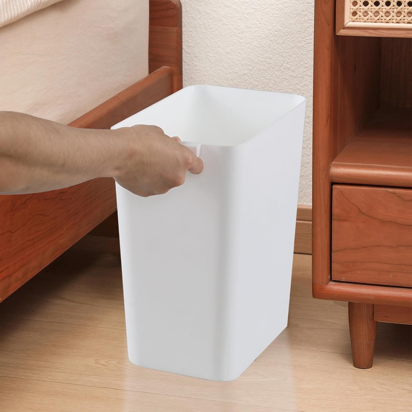 3-Pack 4.5 Gallon Plastic Rectangular Wastebasket, White Slim Trash Can