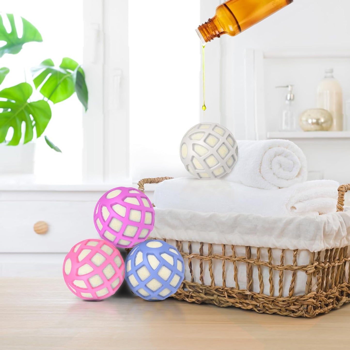 Dryer Balls – Patented Silicone Guard, Natural Wool Core, Super Anti-Tangle & Saves Drying Time, Reduces Static & Noise, Natural Fabric Softener, XL 3" (Beige, Pack of 4)