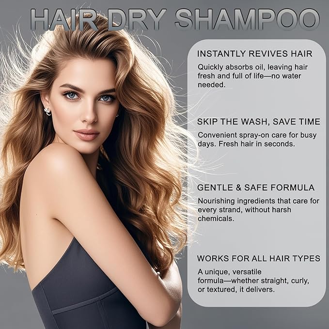BENIX Dry Shampoo for Women & Men- Volumizing Spray for All Hair | Invisible Formula, Instantly Fresh & No White Residue | Natural Dry Shampoo Powder with Rice Starch (5 Oz)