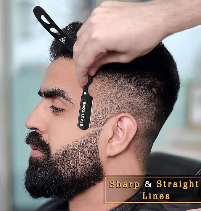 BEAUTICONE Straight Razors for Men, Straight Edge Razor, Single Blade, Stainless Steel, Barber Razor for Men's Shaving, Barber Shaving Knife, Swinglock