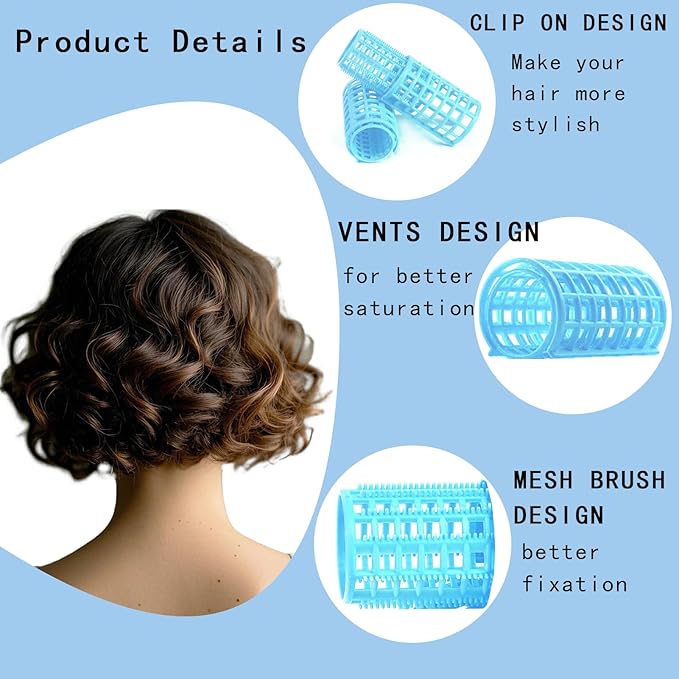 28PCS Small Rollers for Short Hair Tiny Rollers No Heat Curlers Wth Clips Small Curlers Roller for Short Hair Mini Tiny Snap On Hair Roller (Blue)