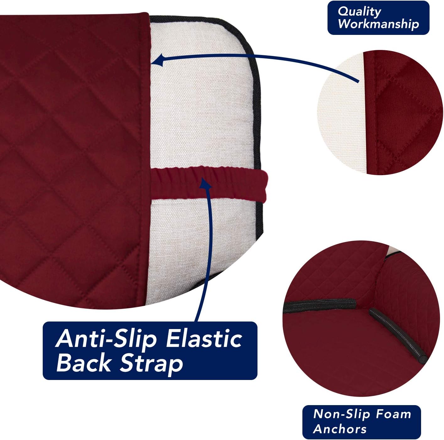 PureFit Reversible Quilted Sofa Cover, Water Resistant Slipcover Furniture Protector, Washable Couch Cover with Non Slip and Elastic Straps for Kids, Pets (Chair, Red/Ivory)