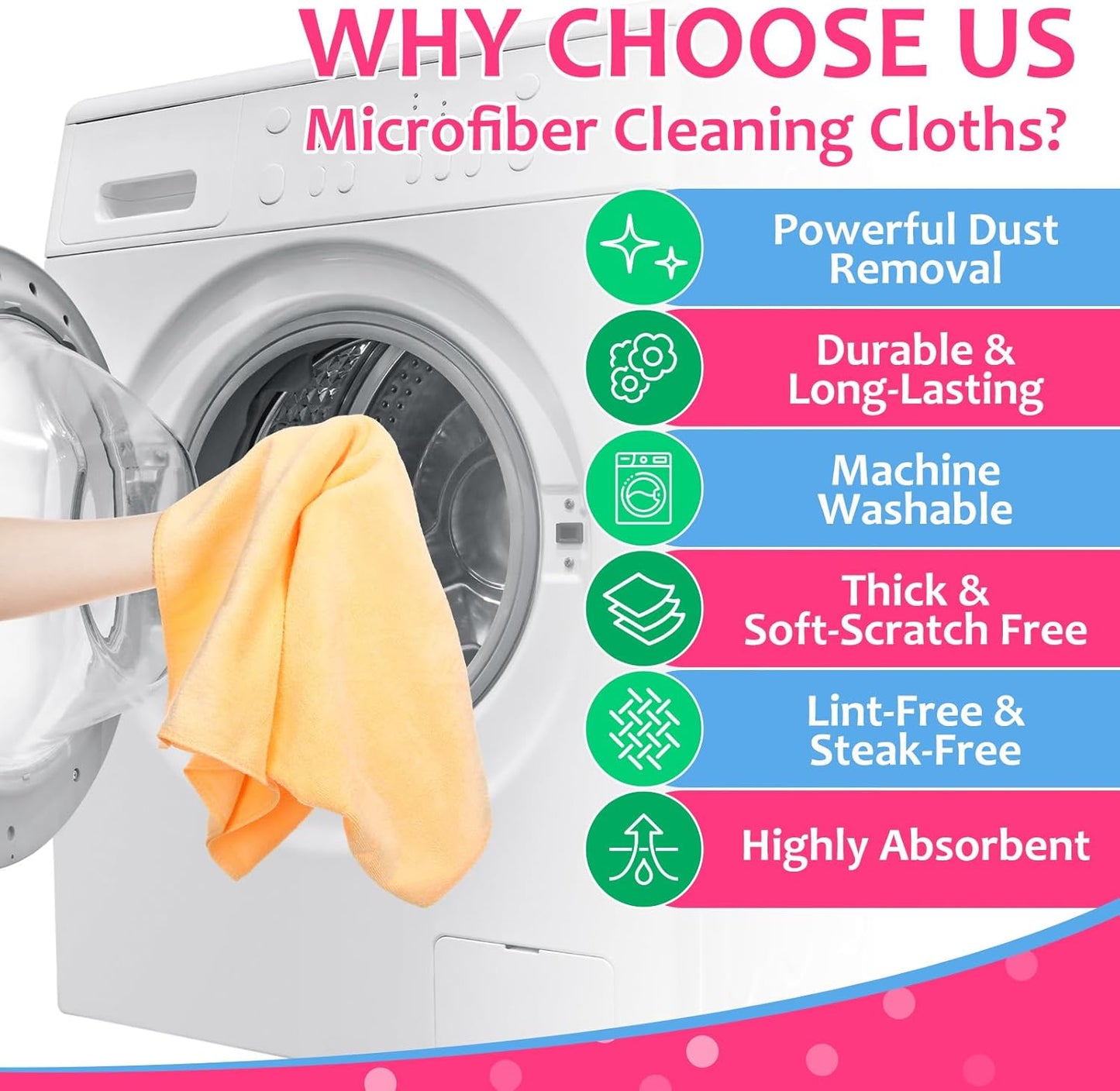 Newwiee 3 Pcs Extra Large Microfiber Cleaning Cloth 30" x 20" Washable Reusable Microfiber Towel Streak Free Lint Free Cloth for Cleaning Home Glass Office Window Bathrooms (Pink,Yellow,Light Blue)