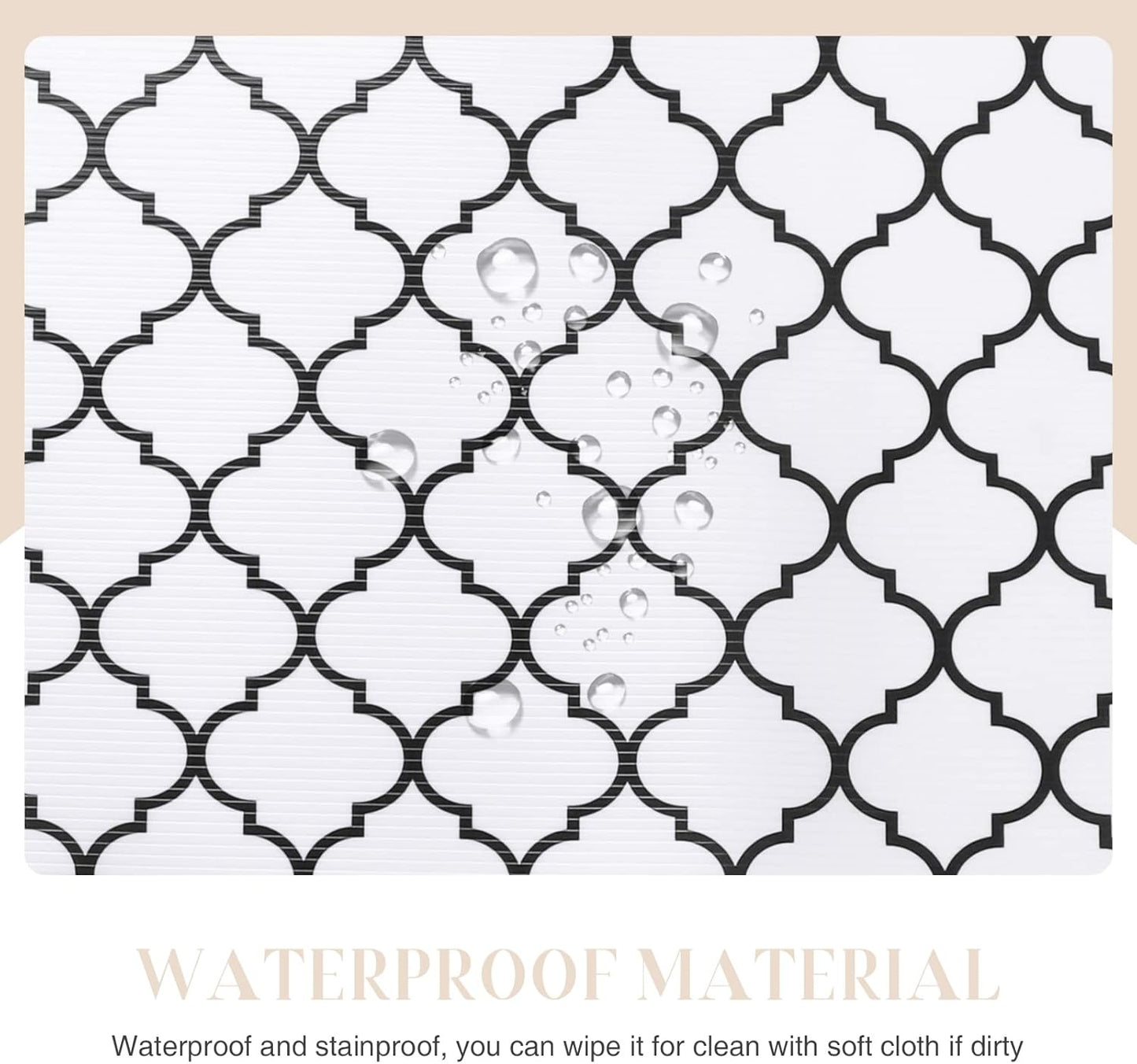 Glotoch 17.5"X 96" Shelf Liners for Kitchen Cabinets-Non Adhesive Cabinet Liners for Shelves, Waterproof Drawer Liner for Kitchen Fridge/Wire Shelf/Bathroom, Pantry, Durable, Non Slip, White And Balck