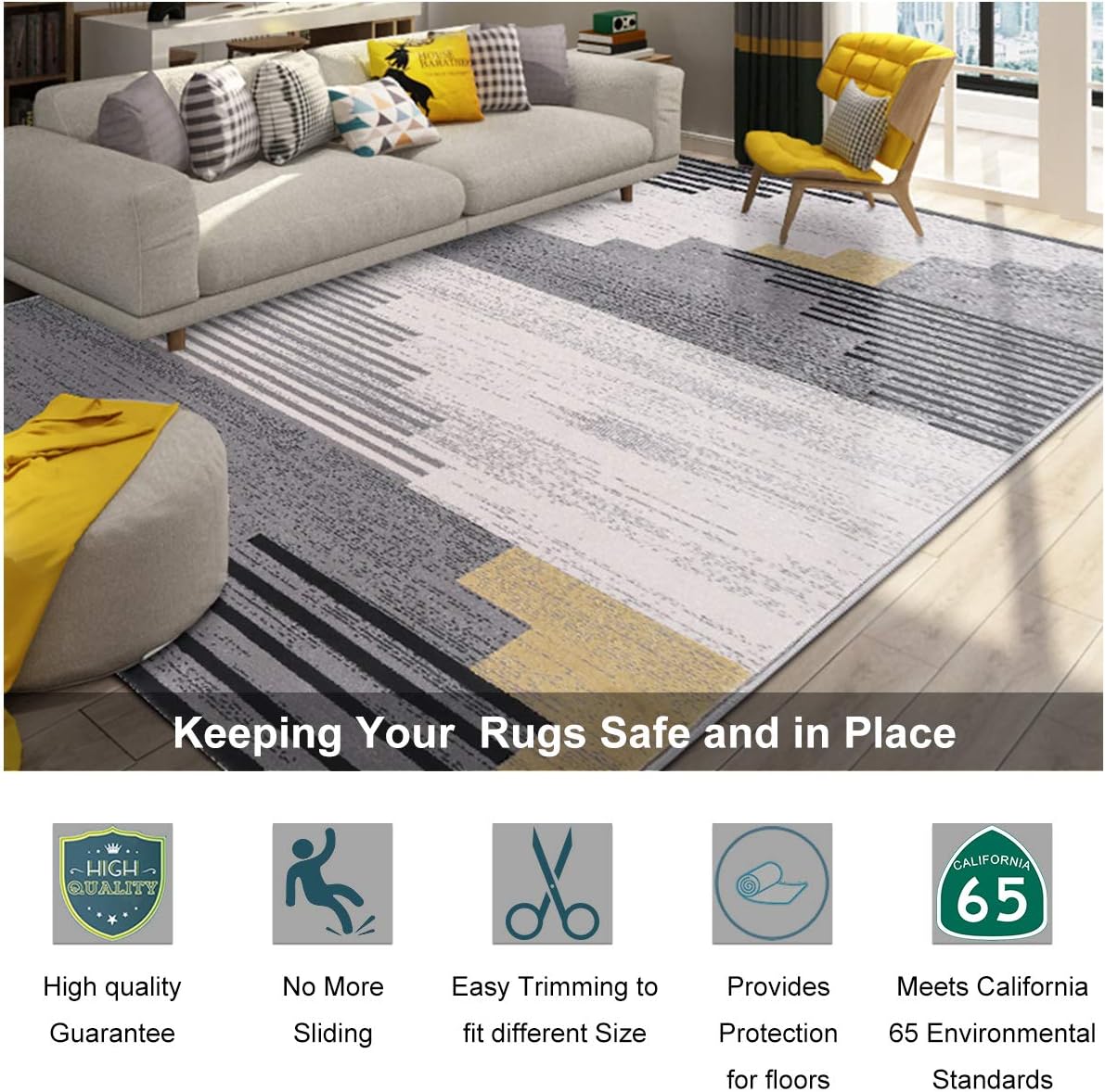 Non Slip Rug Pad Grippers - Round 8x8, 1/8" Thick, (Felt + Rubber) Double Layers Area Carpet Mat Tap, Provides Protection and Cushioning for Hardwood or Tile Floors
