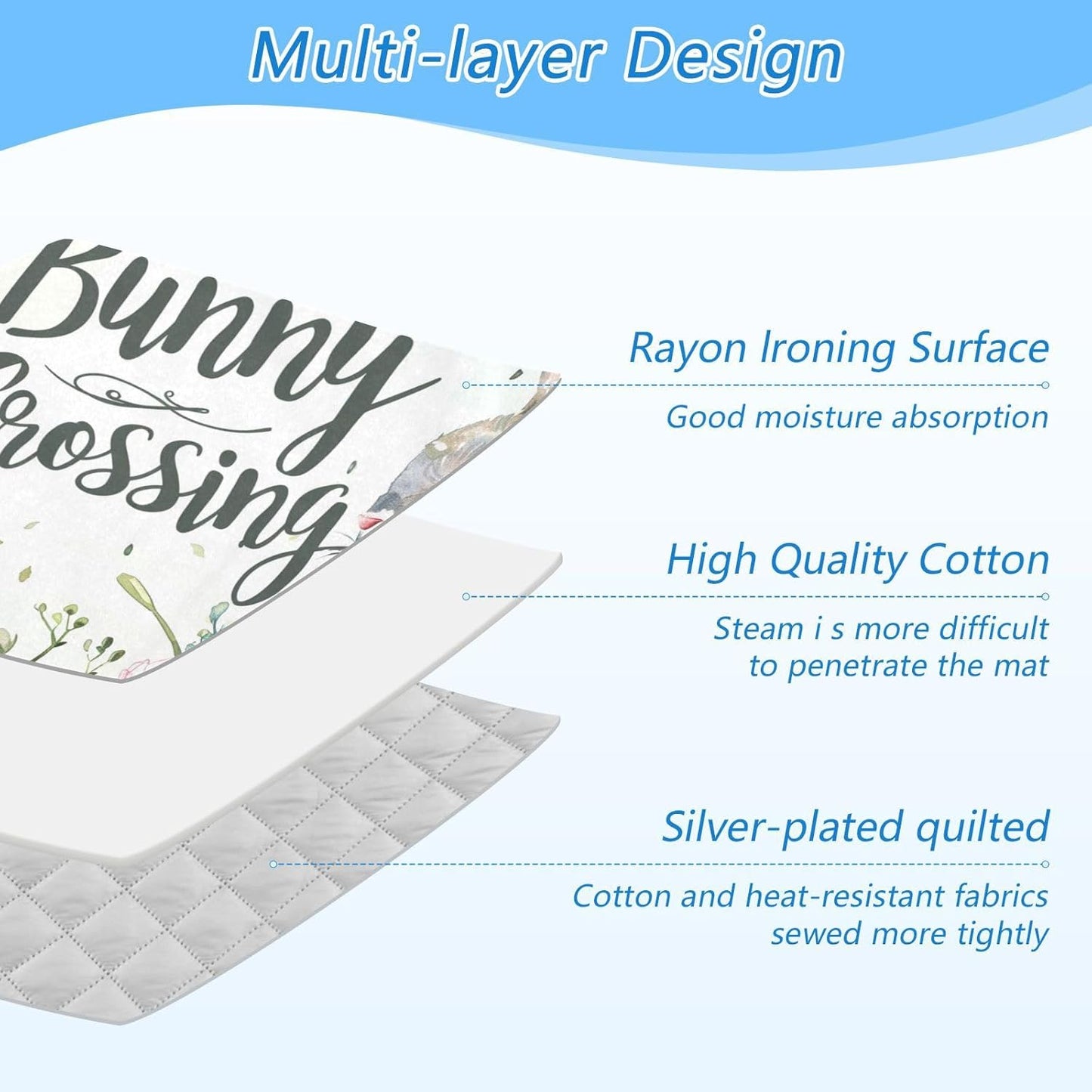 Ironing Mat Portable Ironing Pad Ironing Blanket for Table Top Heat Resistance Double-Side Using Travel Large 47.2 x 27.6 Inch Foldable Lightweight Easter Bunny Flower