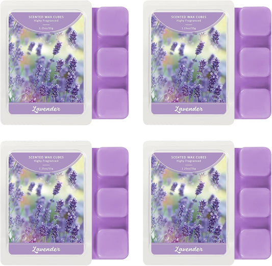 SCENTORINI Wax Melts Wax Cubes, Long Lasting Lavender Wax Melts for Sleep, Scentsy Wax Melts for Warmer 4 Pack, Scented Soy Wax Strong Scent, 4 * 1.25oz