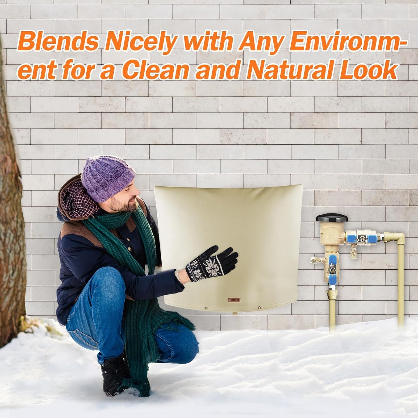 Backflow Preventer Pipe Insulation Cover (5°F) - Irrigation Sprinkler Valve Insulated Pouch - Water Well Pump Cover - Sturdy 5 Layers for Winter Freeze Protection, 22" W x 20" H, Beige