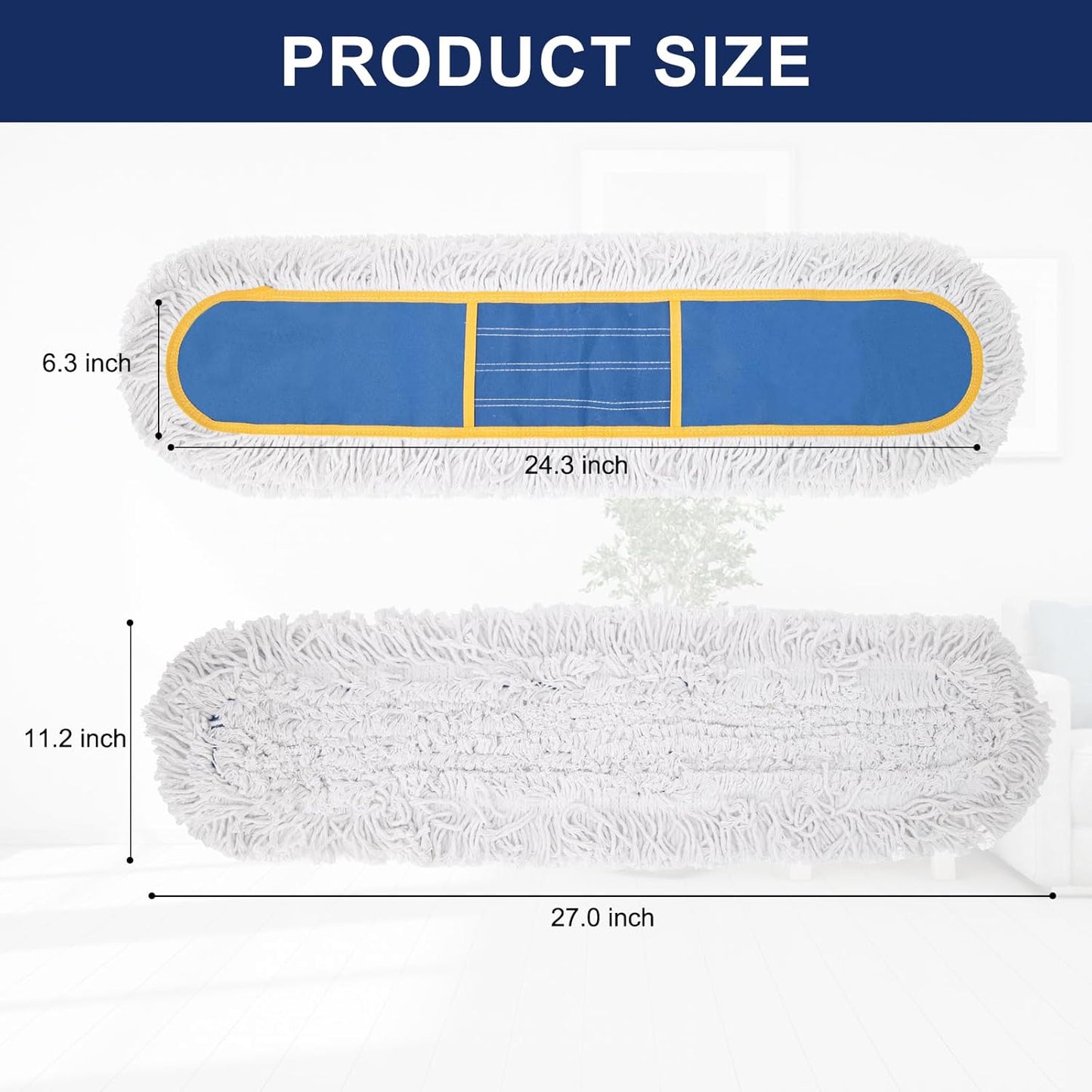 KeFanta 24" Commercial Dust Mop Replacement Heads,3 Pack Reusable Industrial Dust Mop Pads, Washable Cotton Dust Mop Refill for Floor Cleaning & Janitorial Supplies,Only Fits:B0D7MKSZ8N